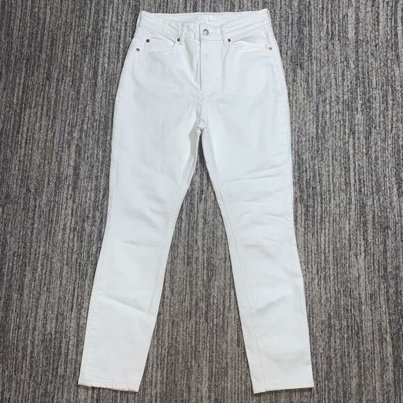 H&M Women's US 6 White Slim Fit‎ Classic Jeans Stretch 27" Inseam - Picture 1 of 8